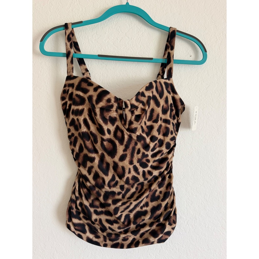Soma Swim V Wire Tankini Top Wild By Nature Leopard Print 570323488 Brown Large